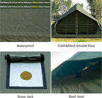 Inflatable Camping Tent with Hand Pump Waterproof Outdoor Blow up Tent 2-8 Person Oxford 4 Season Glamping Air Tent Cabin House with Mesh Windows & Door
