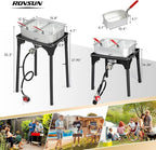 ROVSUN 58,000 BTU Propane Fryer Set with Heightened Gas Stove, 18 QT Aluminum Deep Fryer Pot, 2 Baskets & Thermometer for Outdoor Backyard Frying Fish, Chicken Wings, French Fries & More