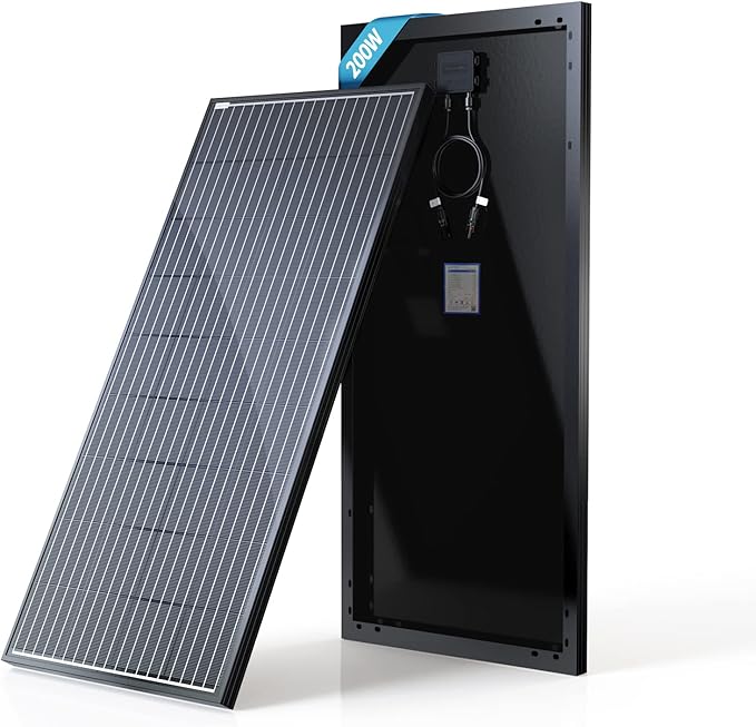 ACOPOWER 200 watt Solar Panels,High Efficiency Black PV Module Power 200W Mono RV Solar Panel for 12 Volt System,RV Marine Boat Cabin and Other Off Grid System