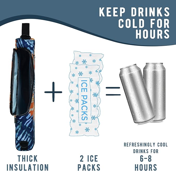 Golf Cooler Bag Plus Ice Pack Soft Sided Insulated Cooler Bag- Holds 6 Pack of Cans or 2 Wine Bottles - Grey Camo Golf Beer Sleeve Black Fits Discreetly in Golf Bags