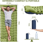 Ultralight Camping Sleeping Pad - Built-in Foot Pump & Pillow Inflatable Mattress for Backpacking Hiking
