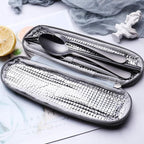 Travel Utensils Set with Case – 8-Piece Reusable Stainless Steel Camping Cutlery Set for Lunchbox, Office, School – Portable Fork Spoon Knife Chopsticks – Dishwasher Safe – Black