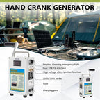 160W Hand Crank Generator, Portable Power Station w/Folding Handle, Aluminum Alloy Small Inverter Generator Rechargeable for Home Camping Outdoor Smartphone Charger