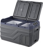 VEVOR NLS35, 12 Volt Car Refrigerator Fridge, 25Liter(26.4qt) Dual Zone Portable Freezer, -4℉-68℉ Adjustable Range, 12/24V DC and 100-240V AC Compressor Cooler for Outdoor, Camping, RV, Grey