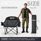 Overmont Oversized XL Camping Chair for Adults - 400lbs Support Heavy-Duty Padded Folding Chair with Side Pocket Cup Holder Cooling Bag for Outdoor Sports Garden Beach Fishing Lawn Black