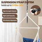 Chihee Hammock Chair Hanging Chair with Foot Rest 2 Cushions Max 500lbs Robust Metal Spreader Bar Collapsible Easy Storage Soft Cotton Swing Chair Strong Strap Iron Carabiner Side Pocket Included
