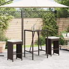 Patio Bar Stools with Cushions 2 pcs Brown Poly Rattan Dinning Chairs Camping Chair Camping Chairs Porch Chairs for Outdoor Dining Bedroom Patio