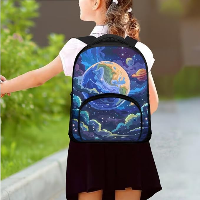 Galaxy Backpack for School Boys 6-7 Preschool Backpack Kids Kindergarten School Book Bags Lightweight Kindergarten Bagpack with Lunch Bag and Pencil Case 3 in 1