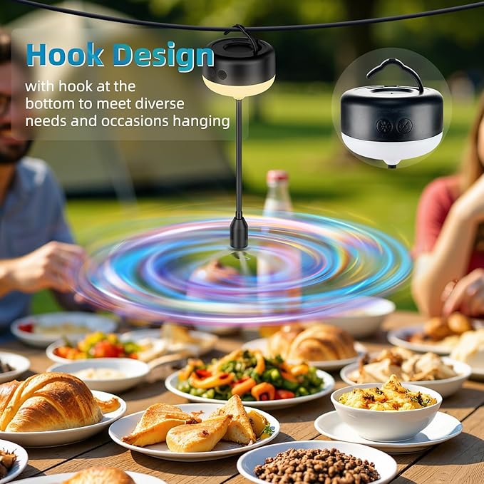 2 Pack Fly Fans for Tables Rechargeable, Indoor or Outdoor Use, Ideal for Camping, Party, Restaurant, Kitchen, and BBQ,with Tabletop and Hanging Hook Option.
