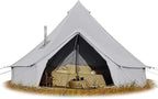 Cotton Canvas Bell Tent, Waterproof Large Tents with Sturdy Center & Door Pole and Space for 4/6/8 Person All 4 Season Camping Yurt Tent
