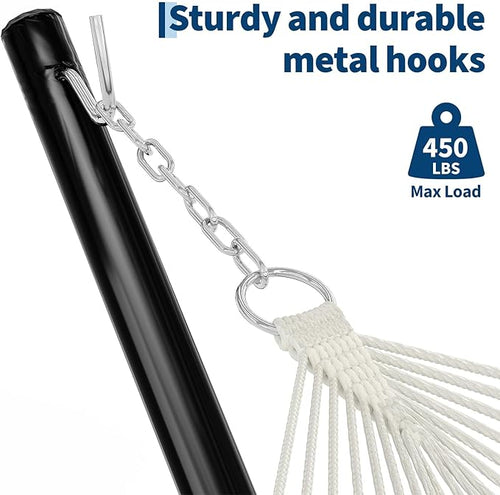 12 FT Outdoor Hammock Stand Heavy Duty Steel, Portable 2 Person Hammock Frame with Hooks and Chains, 450 LBS Capacity Hammock Holder for Patio Backyard Garden, Black