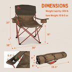 Kelty Deluxe Lounge Chair – Folding Outdoor Camp Chair, Insulated Cupholders, Customized Recline, Steel Frame, Padded Roll Storage, 2024 (Deep Lake)