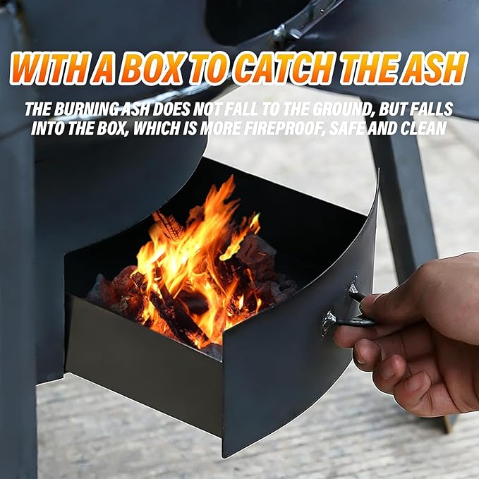 Wood Burning Stove Portable Camping Rocket Stove for Outdoor Cooking Removable Iron Firewood Stove with Grill Rack Charcoal Grill Tent Stoves for Backpacking Hiking (17in-3 Wok Rings-1)