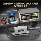 48V 100Ah LiFePO4 Golf Cart Battery | 51.2V 100Ah with 200A BMS | 10.24kW Max Power & 1000A Peak | Built-in LCD Display/APP Monitor & 58.4V 18A Charger | 8000+ Deep Cycles | For Golf Carts, RV, Solar