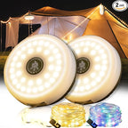 2-Pack Camping String Lights, 4 in 1 Outdoor Camping Lantern with 8 Lighting Modes(32.8Ft), Quick 30s Recovery, Waterproof, Type-C Fast Charging, Portable Lights for Camping/Yard/Hiking