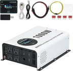 1000 Watts Power Inverter Peak Power 2000W Pure Sine Wave 12V DC to 120V AC RV Converter with Wireless Remote Control LCD Display 4 AC Outlets Dual USB Port Type C Off Grid Solar Inverter