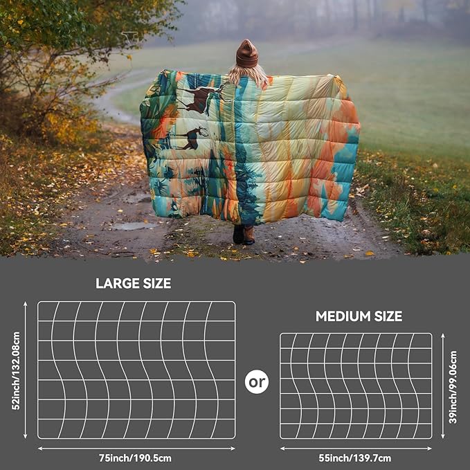 Camping Blanket, Puffy Blankets Lightweight Windproof Resistant for Outdoors,Hiking, Backpacking,Car,Picnic,Stadium