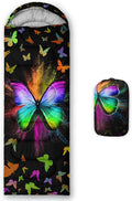 HOSIMA Butterfly Sleeping Bags for Adults and Kids for Camping,Black Gothic Ultralight Sleeping Bag for Cold Weather Summer.
