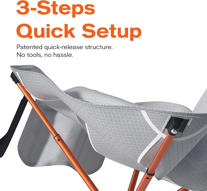 Unigear Compact Camping Chair for Adults, Lightweight Portable Folding Chair 2.6lb, 3 Steps Easy Setup & Fold, for Outdoor Hiking, Fishing, Travel, Backpacking