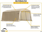 ShelterLogic Peak Style Roof Instant Garage Carport Car Canopy with Steel Frame and Waterproof UV-Treated Cover