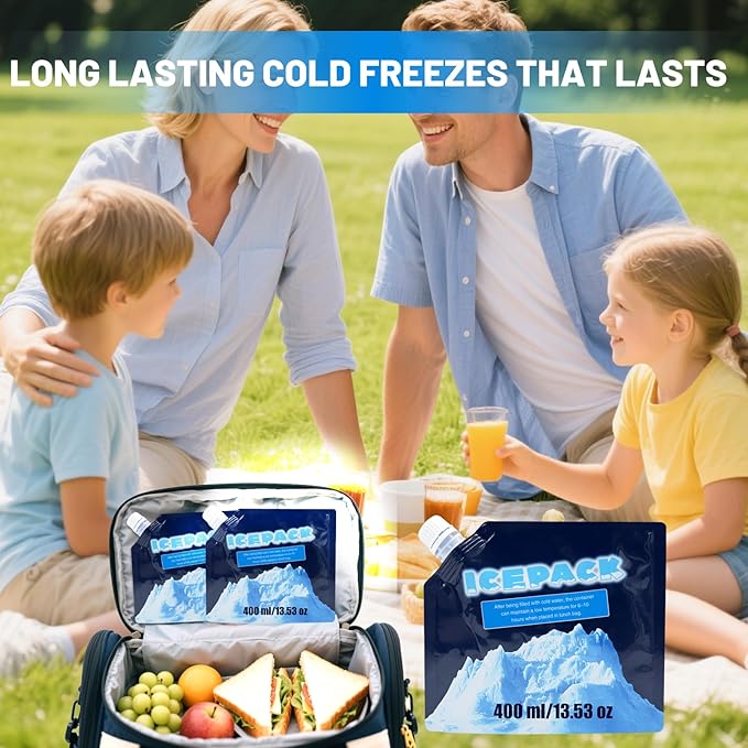 Reusable Ice Packs for Coolers - 5 Pack Freezable Gel Packs for Lunch Box, Camping, Picnic, Medical Cold Therapy - Leakproof & Long-Lasting Cold Storage