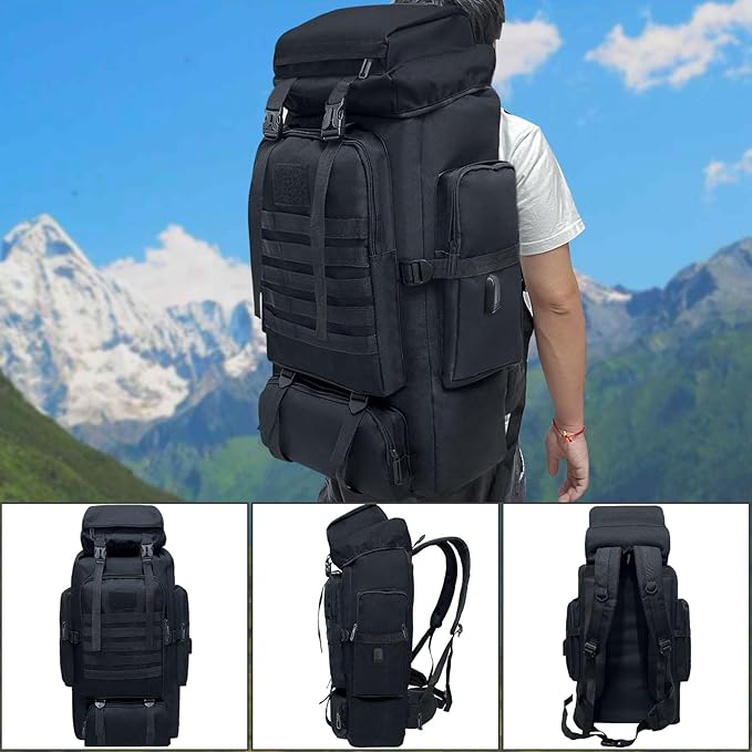 80L 100 liters Hiking Backpack Camping Rucksack, Men Outdoor Travel Climbing Knapsack Mountaineering Trekking Backpack