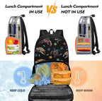 School Bags for Adults Kids, Insulated Cooler Lunch Box Backpack for Middle High School Student, Men Women Office Travel Pianic Hiking Dayback, Sea Turtle Flowers