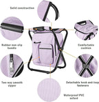 Kikerike Backpack Stool Cooler Chair Heavy Duty 300 LBS Max Load Portable Lightweight Stool Backpack Folding Fishing Cooler Seat for Camping Hunting Fishing - Pale Amethyst