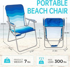 #WEJOY Folding Beach Chair for Adults, Lightweight Beach Chair with Shoulder Straps, High Back Camping Chairs with Hard Armrest, Supports 300lbs for Outdoor Lawn Concert