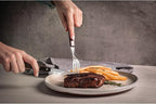 Tramontina Cutlery Set with Steak Knives, 24 Piece Sharp Knife, Forks, Teaspoons, Tablespoons with Wooden Handles, ‎Camping, Kitchen, Rustic, Dishwasher Safe, 21199905