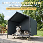 Outdoor Dog House for Large Dogs, Raised Dog Bed with Removable Waterproof Shade Cover, Portable Pet Shelter for Camping, Patio & Yard