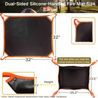 Fire Pit Mat with Handle, Fireproof Under Grill Mat & Heat Resistant Pad for Solo Stove/Camping/Patio/Lawn, Waterproof & Non-Slip