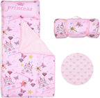 Kids Nap Mat Portable Slumber Bags with Removable Pillow and Blanket for Girls Boys, Lightweight Extra Large Sleeping Bag for Preschool Camping Daycare