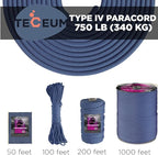 TECEUM 5/32" Paracord Rope 1000 – 1000ft / 200ft / 100ft / 50ft – Tactical Parachute Cord 4mm – 45+ Colors – Nylon String for Survival & Camping Gear – Stripe Cord for Survival – Utility Rope