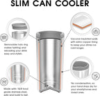 TILUCK Skinny Can Cooler for Slim Beer & Hard Seltzer, Stainless Steel, Doucle-Walled Stainless Steel Insulated Slim Cans, Standard 12 oz (Lavender)