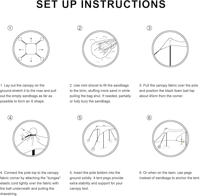 Beach Tent, Beach Canopy Sun Shade UPF 50+, Portable 10×10 FT Camping Sun Shelter with Sandbags, Poles, Ground Pegs and Anti-Wind Rope for Outdoor, Backyard, Picnics, Fishing