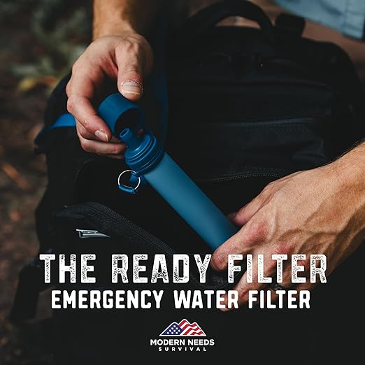 MODERN NEEDS Ready Filter Personal Water Filter Straw | Backpacking Water Filter for Hiking & Camping | Portable Water Purifier Camping | Emergency Survival Gear & Camping Survival Kit | 3 Pack