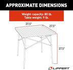 Lippert HD Hybrid Foldable Camp Table with Carry Bag White 27 1/2” x 27 1/2” x 27 1/2" (H x W x D),Hammer Grey