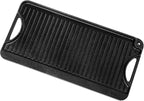 VEVOR Reversible Grill/Griddle, 20x10 inch Pre-Seasoned Cast Iron Griddle, Portable Rectangular Pan with Handle, Family Cookware for Indoor/Outdoor Stove Top Burner, Gas, Camping BBQ, Black