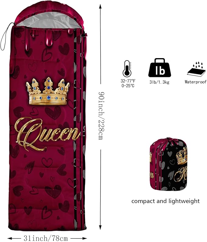 QOOMO Camping Sleeping Bags,3 Season Warm & Cool Weather,Lightweight,Waterproof Sleeping Bags for Adults & Kids,Traveling,and Outdoors,Camping Gear Equipment