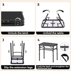 Small Folding Camping Table with Storage Net, 3 Adjustable Heights Foldable Table Lightweight & Portable with Carry Handle for Outdoor Indoor, Pure Black