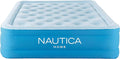 Nautica Home 18" Cool Comfort Size Queen Premium Air Mattress with Pillow Top, Raised Inflatable Airbed, Comfort Coil Technology, Built-in Pump, Anti-Leak Vinyl, Storage Bag