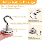 14Pack Magnetic Hooks, 100lbs+ Strong Magnetic Hooks Heavy Duty Rare Earth Neodymium Magnets with Hooks for Hanging, Large Hooks Magnetic for Cruise Cabins Camping Wall Kitchen Fridge Classroom Office