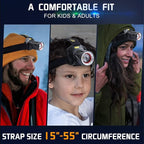 Aikertec Headlamp Rechargeable, Super Bright Headlamp for Adults, 7 Modes, Zoomable, IP68 Waterproof Head Flashlight for Camping Hunting Fishing (Batteries Included)