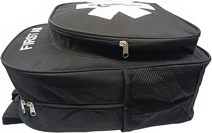 Red Emergency Bag First Aid Backpack Empty Medical First Aid Treatment First Responder Trauma Bags for Hiking Outdoors Travel Camping Pet Dog Cat Daycare (Black White)