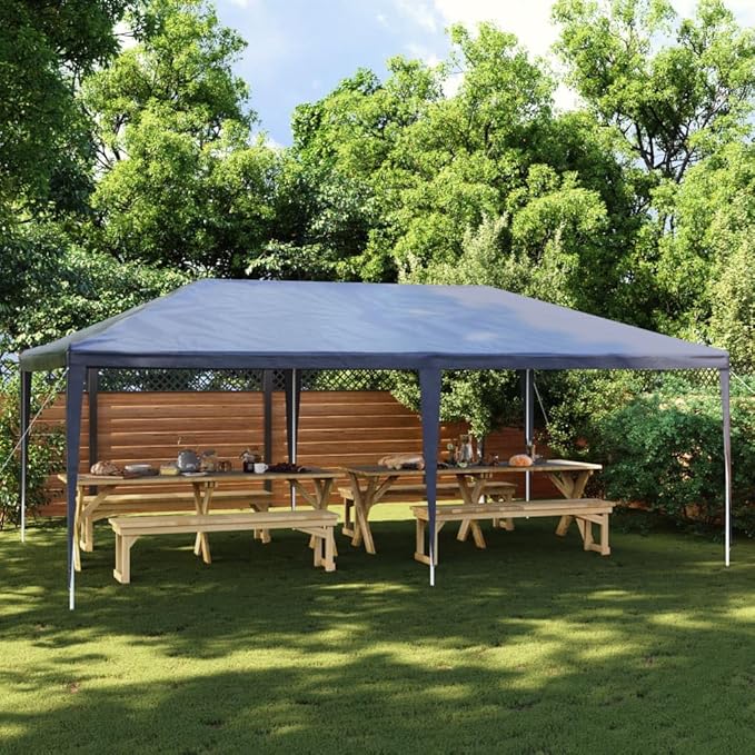 Blue Polyethylene Party Tent 13x20 ft with UV-Resistant Materials for Outdoor Events, Water-Resistant and Durable Construction Includes Mounting Hardware for Easy Setup
