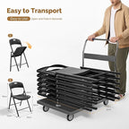 Bonnlo 8-Pack Black Plastic Folding Chairs, Portable Seat with Sturdy Steel Frame for Indoor & Outdoor Use, Perfect for Banquet, Party, Wedding, Office, and Camping