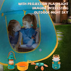 Kids Camping Set Pop Up Play Tent & Space Projector Flashlight- Outdoor Campfire Toy for Toddlers Kids - Pretend Play Camp Gear Tools for Birthday Christmas