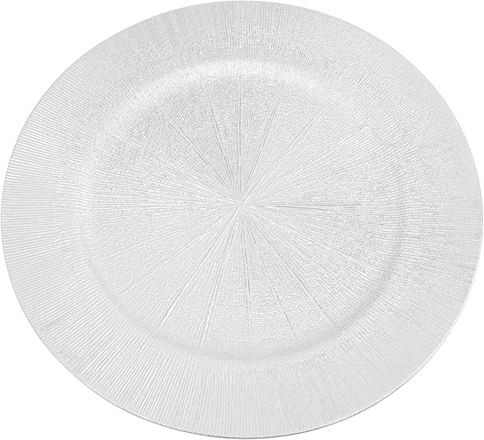 100 PCS Charger Plates Bulk, 13 Inch Decorative Round Dinner Plates, Plastic Dinner Chargers Bulk Serving Plate for Birthday Parties, Holidays, Weddings (Silver)