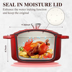 Umite Chef 7QT Enameled Cast Iron Dutch Oven with Lid & Cotton Potholders–Heavy-Duty Cookware for Bread Baking, Braising, Stews, Marinate, Cook(Red)